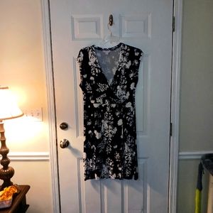 Liz Claiborne Women's V-Neck Navy Blue Dress Size Large